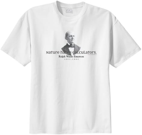 Ralph Waldo Emerson Quote - Nature hates calculators - ThinkerShirts™ Boy's Short Sleeve T-Shirt White L