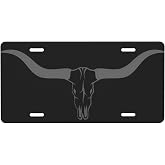 Boho Cow Skull License Plate | Decorative, Metal Car Plate, Vanity Tag, Aluminum Novelty, Waterproof Colorfast 12×6 Inch