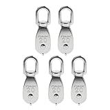 Saim Pulley Block M20 Swivel 304 Stainless Steel Heavy Duty Rigging Lifting Wheel Fixed Wire Rope Single Pulley Block for Loading Capacity 75kg 5Pcs