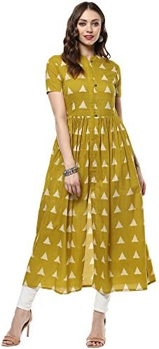 Indian Virasat Women's Printed Long Front Slit Kurta