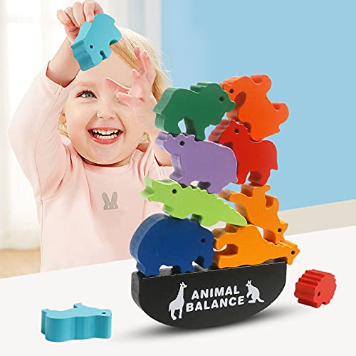 NAODONGLI Wooden Stacking Games for Toddlers,Stacking Animal Toys for Kids,NonToxic Toy Early