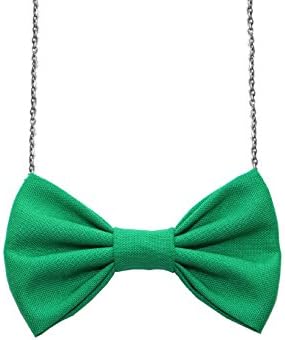 Sequin Plaid Clover Green St Patrick Bowtie Necklace for Women ~ Fun Costume Party Accessory (Clover Green)