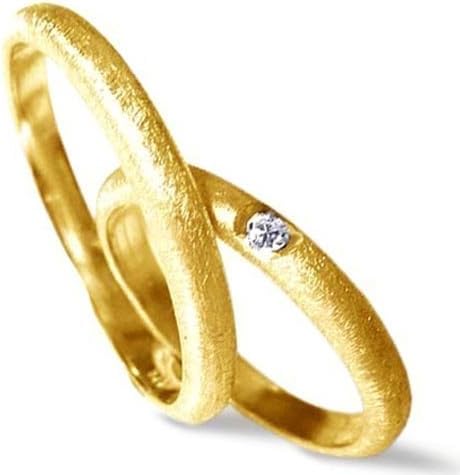 Wedding Rings BRILLIANT GOLD 750, classic wedding ring set in yellow gold with a Top Wesselton diamond - handmade by SILVERLOUNGE