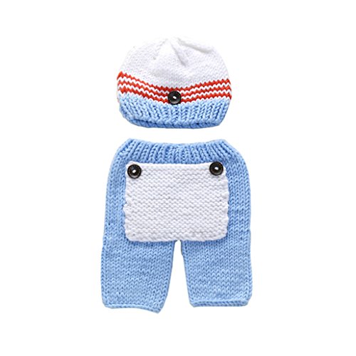 Hcside Newborn Baby Girls Boys Photo Photography Prop Crochet Knitted Hat Pant Costume