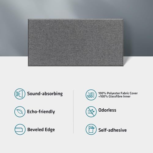 CLOCELL 4 PCS Acoustic Panels, 2“ Thick 23.6" x 11.8" Fiberglass Sound Proof Wall Panels, Soundproof Wall Panels Exquisite Sound Panels, Self-Adhesive Acoustic Panels for Studios Office Home Theater