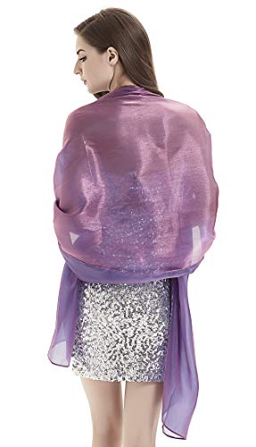 Alivila.Y Fashion Womens Organza Bridal Evening Soft Wrap Scarf Shawl-Purple Organza