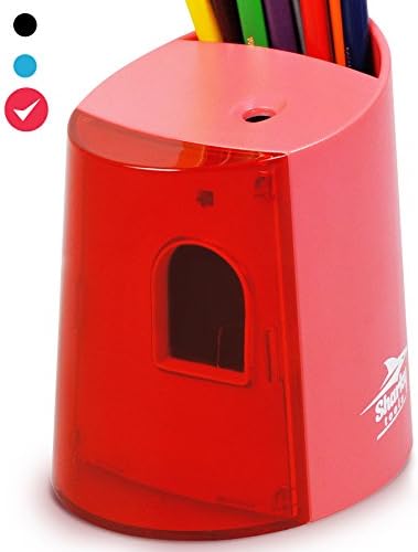 Electric Pencil Sharpener Battery Operated with Pencil Holder - No Cord - Free PDF Coloring Book (Pink)