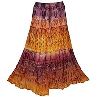 Mogul Interior Women's Colorful Tie Dye Cotton Gypsy Skirt Maxi Length S/M