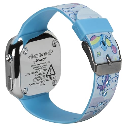 Accutime Cinnamoroll Kids Watch – LED Display, Square Case, Adjustable Plastic Strap, Collectible Tin – Perfect for Girls Who Love Cute Characters