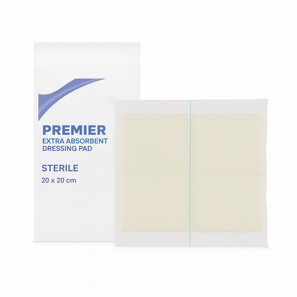 Premier Pad White Dressings, Sterile, 20cm x 20cm, Pack of 25