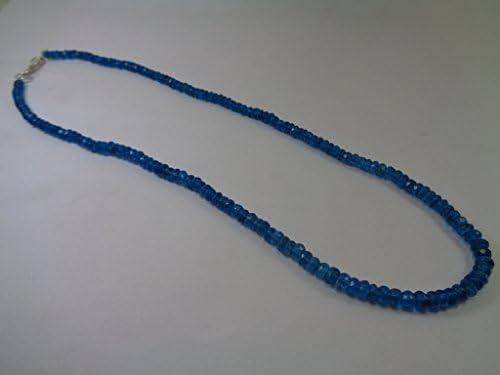 Genuine Neon Blue Apatite Faceted Beads Necklace, 18 Inches Necklace, Gift for Her