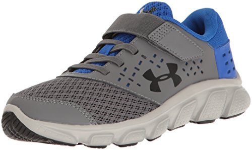 Under Armour Boys' Pre School Rave Adjustable Closure, Graphite/Ultra Blue/Black, 2 M US Little Kid