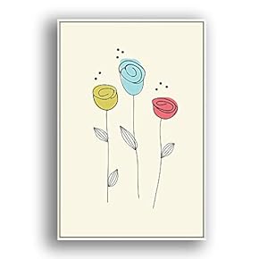 Framed Canvas Wall Art Beautiful Flowers in Grid Giclee Print Gallery Wrap Modern Home Prints Ready to Hang - 16x24 inches