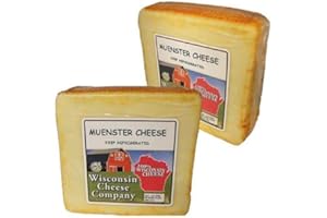 Wisconsin Cheese Company - 100% Wisconsin Muenster Cheese - 7 oz. (Pack of 2 Blocks) Great for Cheese and Crackers, Charcuterie Boards & Gifts. Premium Wisconsin Cheese
