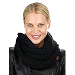 C.C Women's Winter Cable Knit Sherpa Lined Warm Infinity Pullover Scarf