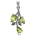 Silvershake 2.76ct. Natural Peridot 925 Sterling Silver Leaf Pendant