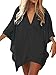 Loritta Womens Beach Bathing Suit Swim Bikini Swimsuit Oversized Cover Up Dresses, Black(L-XXL)