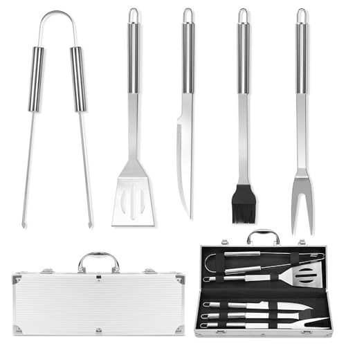 Kit Churrasco, com Caixa de Alumínio, Kit para Churrasco, Kit Churrasco 6 Peças com Maleta, Kit Churrasco Conjunto, Jogo de Facas, Facas para Churrasco, Kit de Churrasco, Lâmina de Aço Inoxidável
