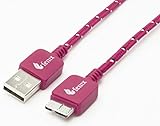 Fenix - 6.5 Feet /2 Meters - Nylon Braided [Pink] USB 2.0 Data Sync & Charging Cord for Samsung Galaxy S5, Samsung Galaxy Note 3,Galaxy Note Pro 12.2, and portable USB 2.0 external hard drives