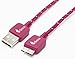 Fenix - 6.5 Feet /2 Meters - Nylon Braided [Pink] USB 2.0 Data Sync & Charging Cord for Samsung Galaxy S5, Samsung Galaxy Note 3,Galaxy Note Pro 12.2, and portable USB 2.0 external hard drives