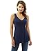 PattyBoutik Women’s V Neck Shirred Shoulder Sleeveless Blouse (Navy Blue Small)