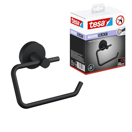 tesa MOON BLACK Toilet Roll Holder without Lid - 140 x 99 x 53 mm