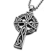 COOLSTEELANDBEYOND Stainless Steel Mens Celtic Cross Pendant Necklace Silver Black Two-Tone with 23.6 in Ball Chain