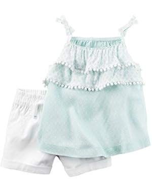 Baby Girls' 2-Piece Geo Ruffle Tank Shorts Set