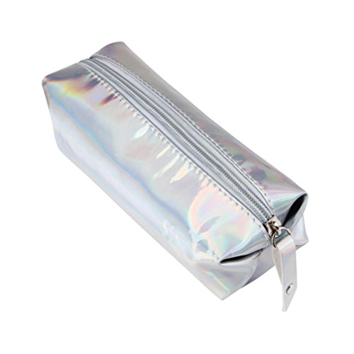 Clearance! Fashion Hologram Pencil Case Pen Holder Makeup Boxes Zipper Comestic Storage Bag (Silver) - Thumbnail 4