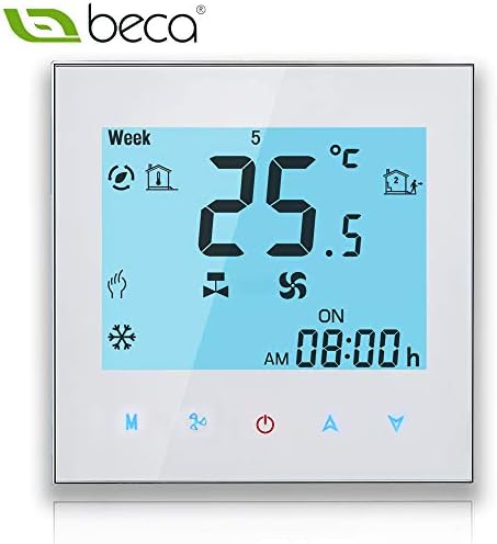 Beca 1000 Series Thermostat Two Pipe for Air Conditioning Fan Coil of White Backlight (Two Pipe, White(Touch))