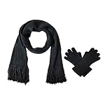Bruceriver Women's Knit Scarf & Glove Set Touchscreen Function Cashmere Feel Cable Design Bruceriver Women's Knit Scarf & Glove Set Touchscreen Function Cashmere Feel Cable Design