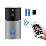 Video Doorbell AUNEX WiFi Doorbell Camera PIR Motion Detection Cloud Storage 720P HD Wireless Doorbell Home Security with Two-Way Talk & Video Night Vision Support Android and iOS(Silver)