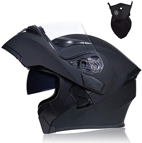 Gnohnay Motorbike Helmet, Adult Flip-Up Full Face Helmets Anti Collision Modular Racing Helmet with Mask, Double Sun Visor, Removable Lining for Men Women