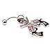 HuntGold 1X Charming Stainless Steel Navel Belly Rings Dangle Body Piercing Jewelry(Pink)