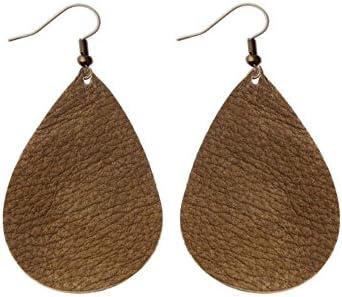 Fashion Women's or Girl's Teardrop Leather Earrings, Ten Colors Bronze Hook Earring For Mother's Day, Girlfriend,Wife ,Friend Best Gift (Coffee)
