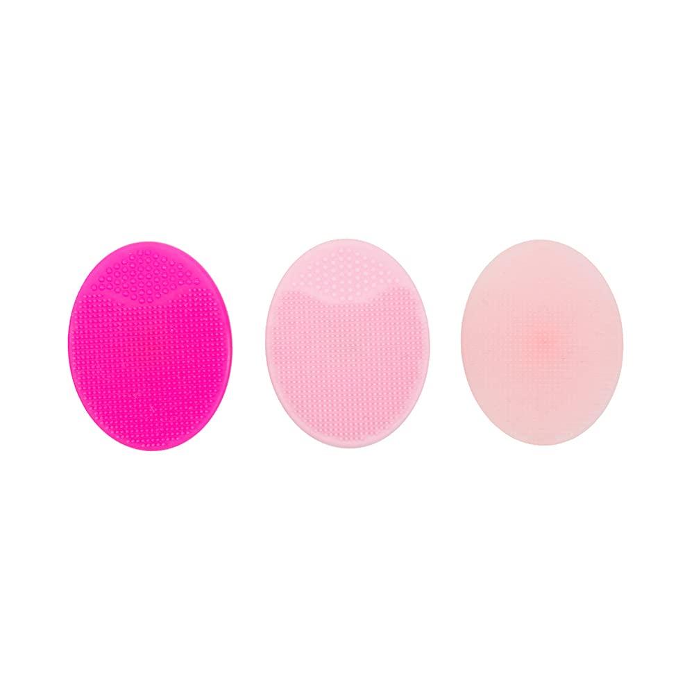 The Vintage Cosmetic Company Silicone Exfoliating Face Pads, Soft Silicone for Gentle Exfoliation, Brightens Dull Skin, Glowing Complexion, Travel Sized Pink 3 Pack