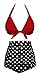 Angerella Vintage High Waisted Two Piece Swimwear Bathing Suits, US6-8, Tag Size L, Red(Polka Dot)