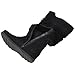 Generation Y Women's Knee High Mid Calf Flats Boots Sweater Knitted Cuff Buckles Wedge Rubber Sole Black Suede Size 10