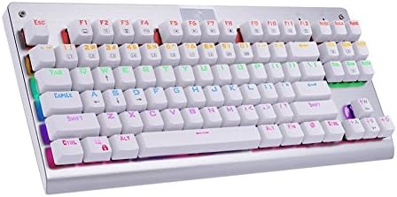 MechanicalEagle Z-77 87 Keys Mechanical Gaming Keyboard rainbow keyboard with Blue Switches DIY Replaceable Switches - White