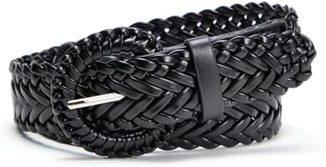 Beltiscool 2 Inch Wide Genuine Leather Braided Woven Round  display picture 2