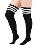 Century Star Women Girls Cheerleader Cute Striped Over The Knee Plus Size Long Cotton Stretchy Thigh Stockings Socks