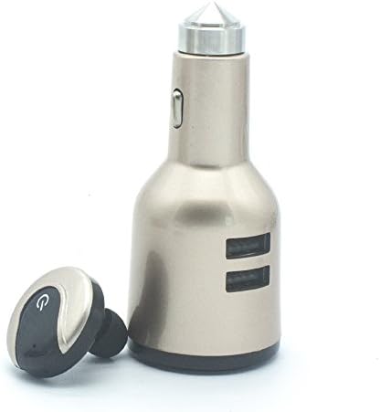 Car Charger 3.1A 2 Port,Bluetooth 4.1 Earphone Headset,Built-in Car Hammer for iPhone 7 6S Plus 6 Plus 6 5SE 5S 5 5C 4S, Samsung Galaxy S7 S6 Edge, Note 5 4 S5 Tab S,HTC,Nexus 5X 6P(Champagne Gold)