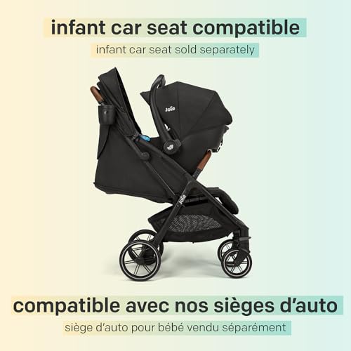 Joie Nutmeg Compact Travel Stroller – Lightweight, with One-Hand Fold, Multi-Position Recline – Newborn to Toddler-Travel-Friendly Design (Thunder)