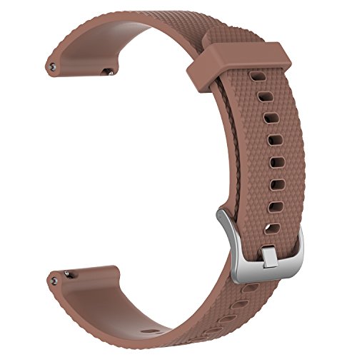 MoreToys Silicone Watch Band Replacement Wristband Strap for Garmin Vivoactive3/Vivomove HR/Vivomove, Smasung Gear Sport/S2 Classic, Moto 360 2nd Gen 42mm, Tiwatch e/tiwatch 2 (Small, Brown) - Thumbnail 2