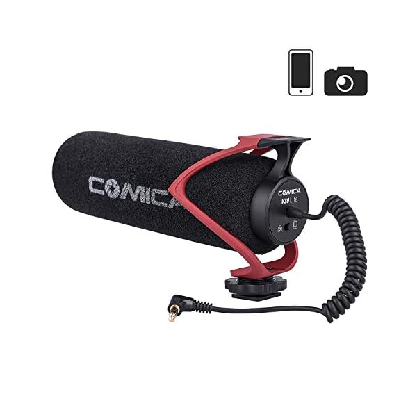 COMICA CVM-V30 LITE Kamera Mikrofon Super-Kardioid Kondensator Video Mikrofon Richtmikrofon für Canon Nikon Sony Panasonic DSLR Camcorder Smartphone (Rot)