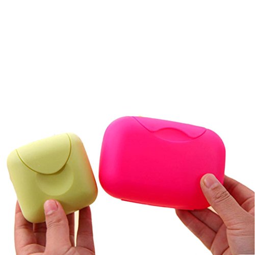 Yeefant Bathroom Dish Plate Case Home Shower Travel Hiking Holder Container Soap Box-Make Your Soap Keep Clear(4 Pack Random Color) (S)