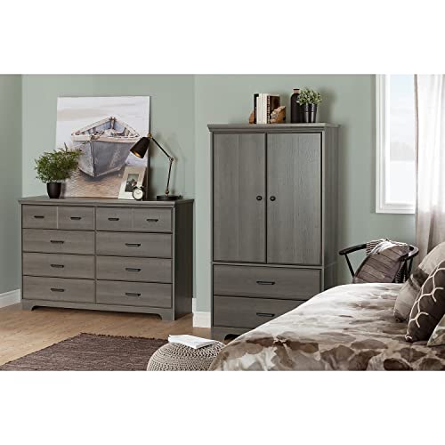South Shore Versa 2Door Armoire with Drawers, Gray Maple Pricepulse