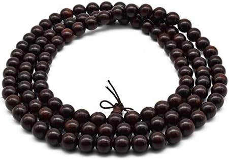 Zen Dear Unisex Natural African Blood Red Sandalwood Prayer Beads Tibetan Buddhism Mala Bracelet Necklace