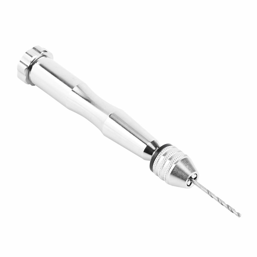 Drill Set, Silver Color 0.3mm-3.6mm Grasp Range Chuck Hand Twist Drill With 25HHS Drill Bits Wood Drilling, for Art Making, Craft Working, Hanging Jewelry Or Souvenir Making