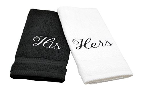 His and Hers Bathroom Hand Towel Set (2 Black)